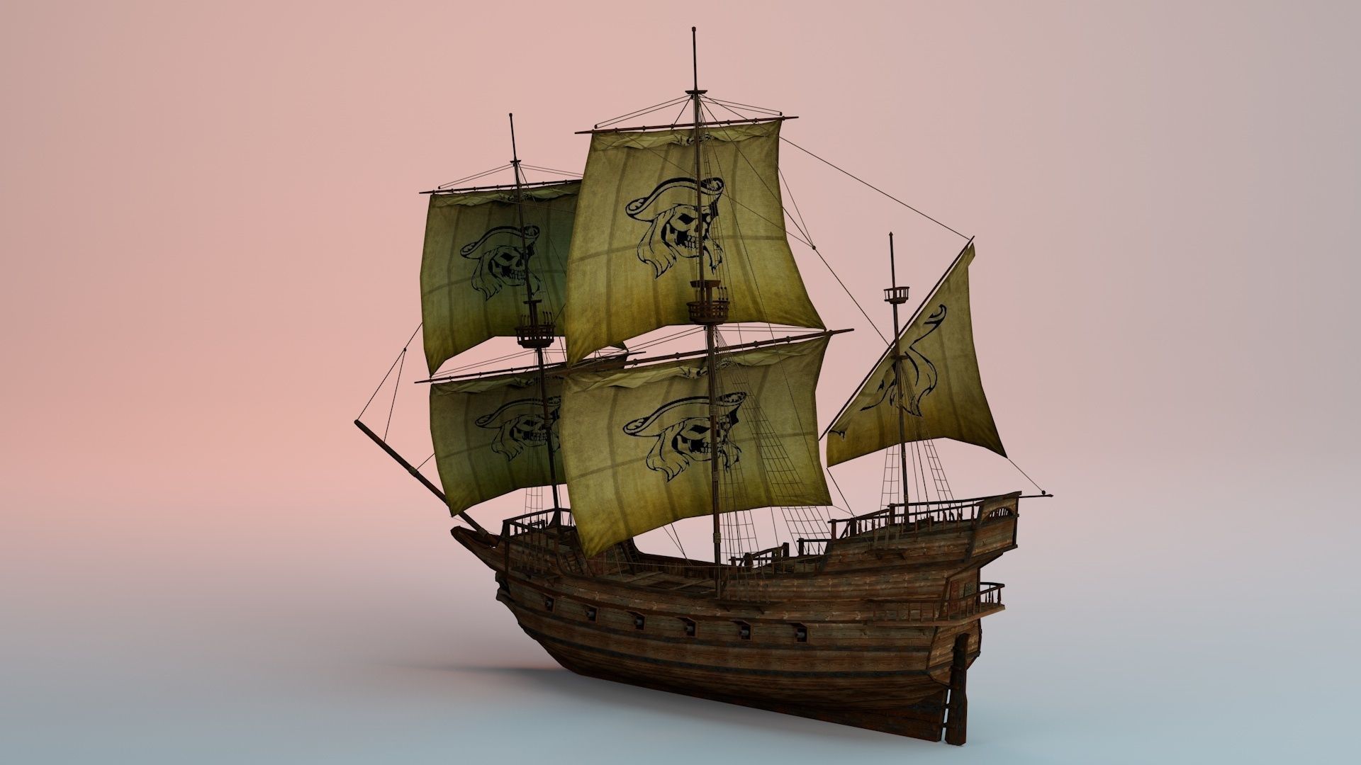 Pirate Ship Low-poly 3D model_5