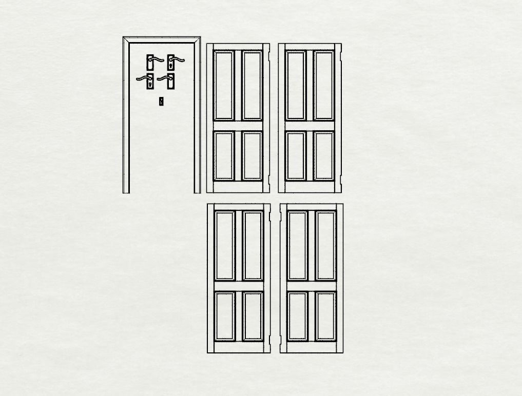 Dolls House Contemporary internal door 4 panel 12th Scale 3D print model_2