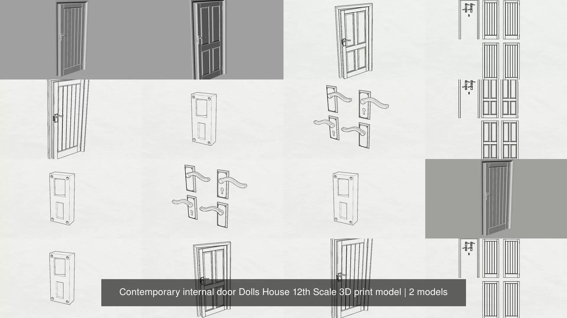 Dolls House Contemporary internal door 12th Scale 3D print model 3D Model Collection_0