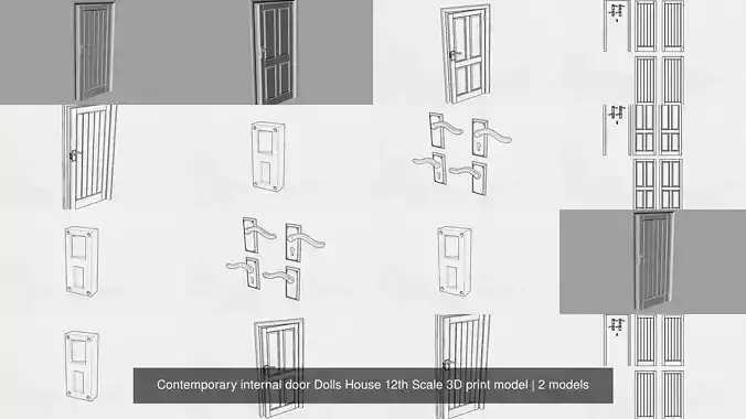 Dolls House Contemporary internal door 12th Scale 3D print model 3D Model Collection