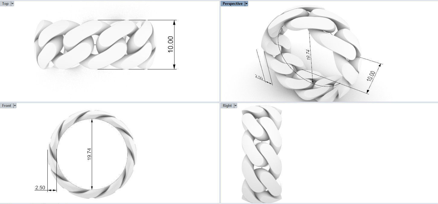 uban ring 10 mm wide size 62 3D print model_1