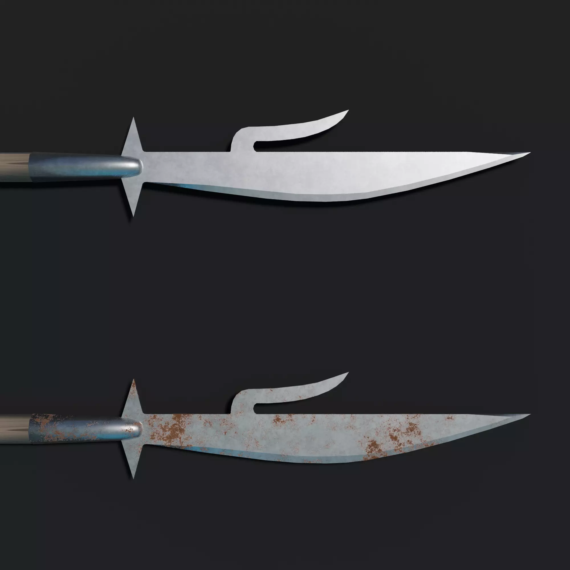Medieval Glaive Low-poly 3D model_0