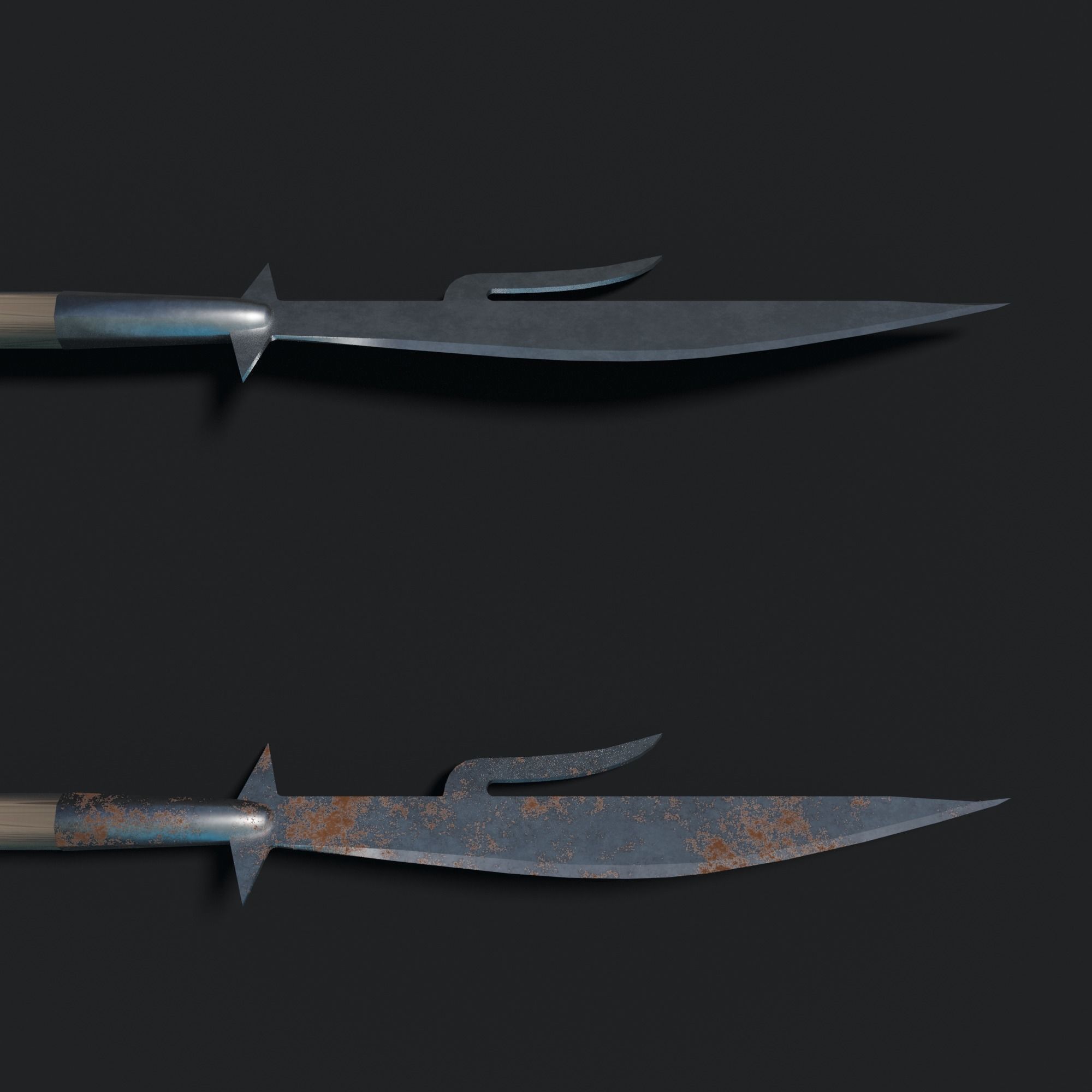 Medieval Glaive Low-poly 3D model_1