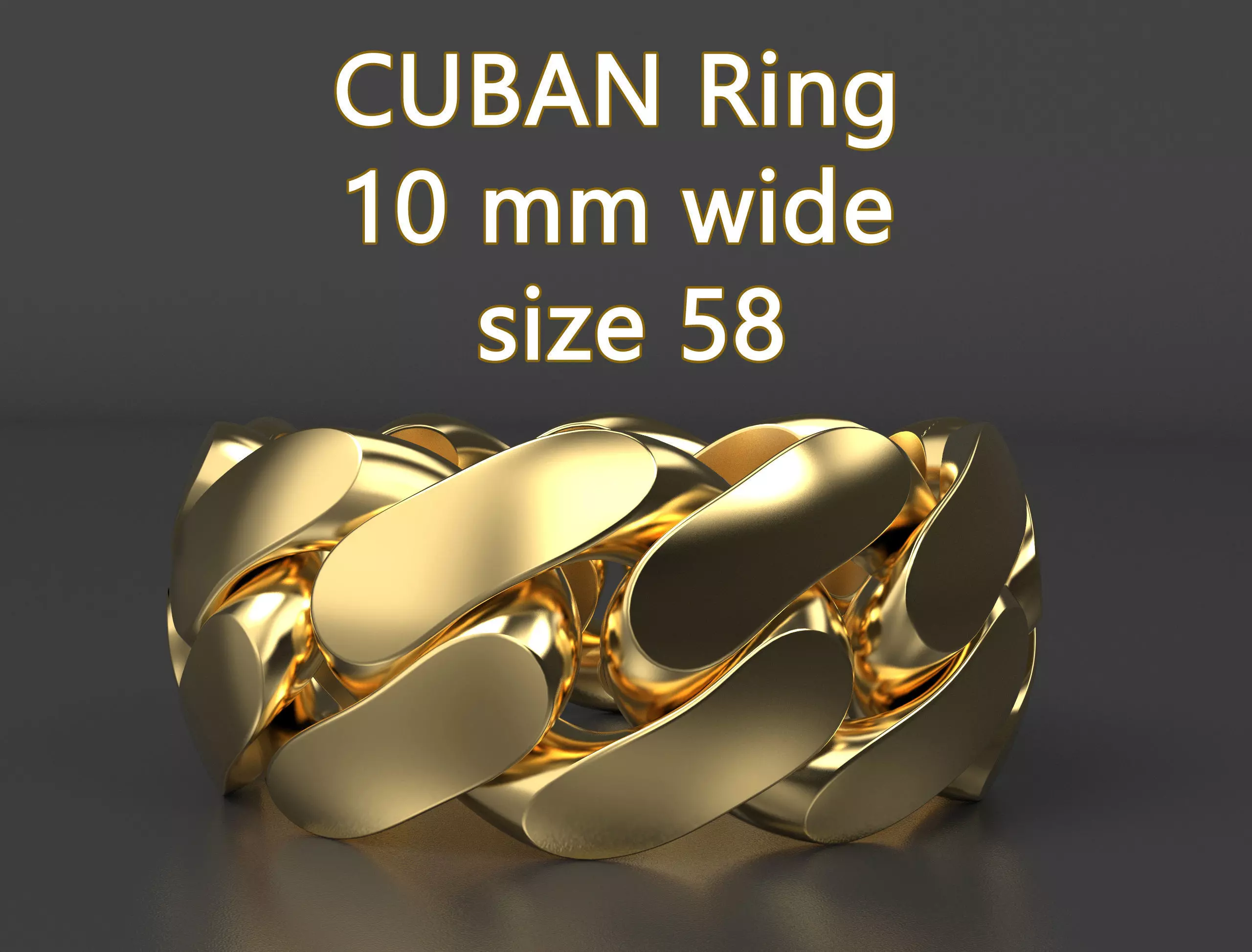 Cuban ring 10 mm wide size 58 3D print model_0