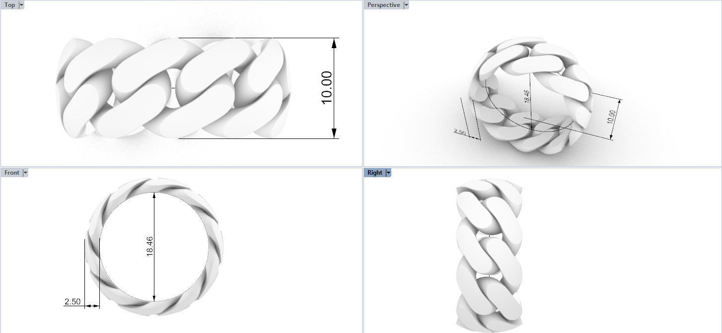 Cuban ring 10 mm wide size 58 3D print model_1