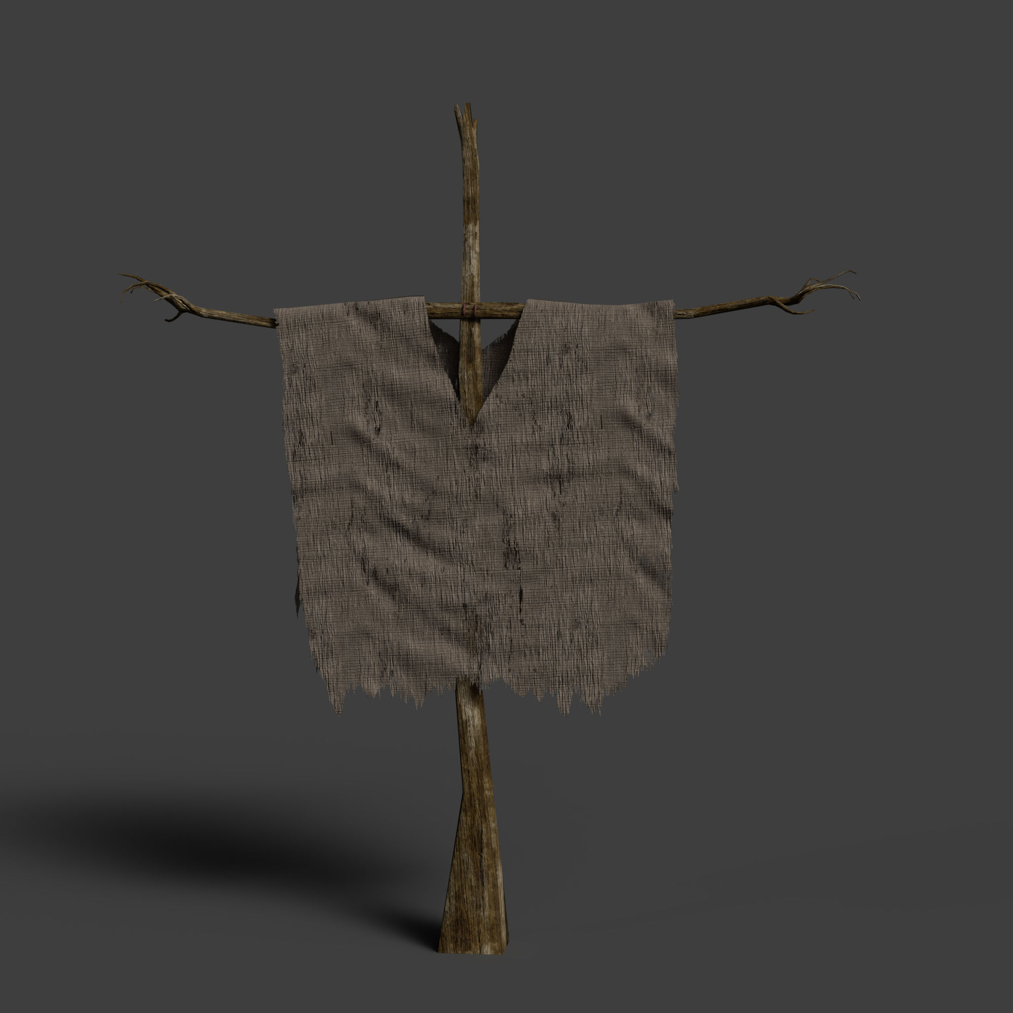 Scarecrow Cross with Cloak without Head Low-poly 3D model_2