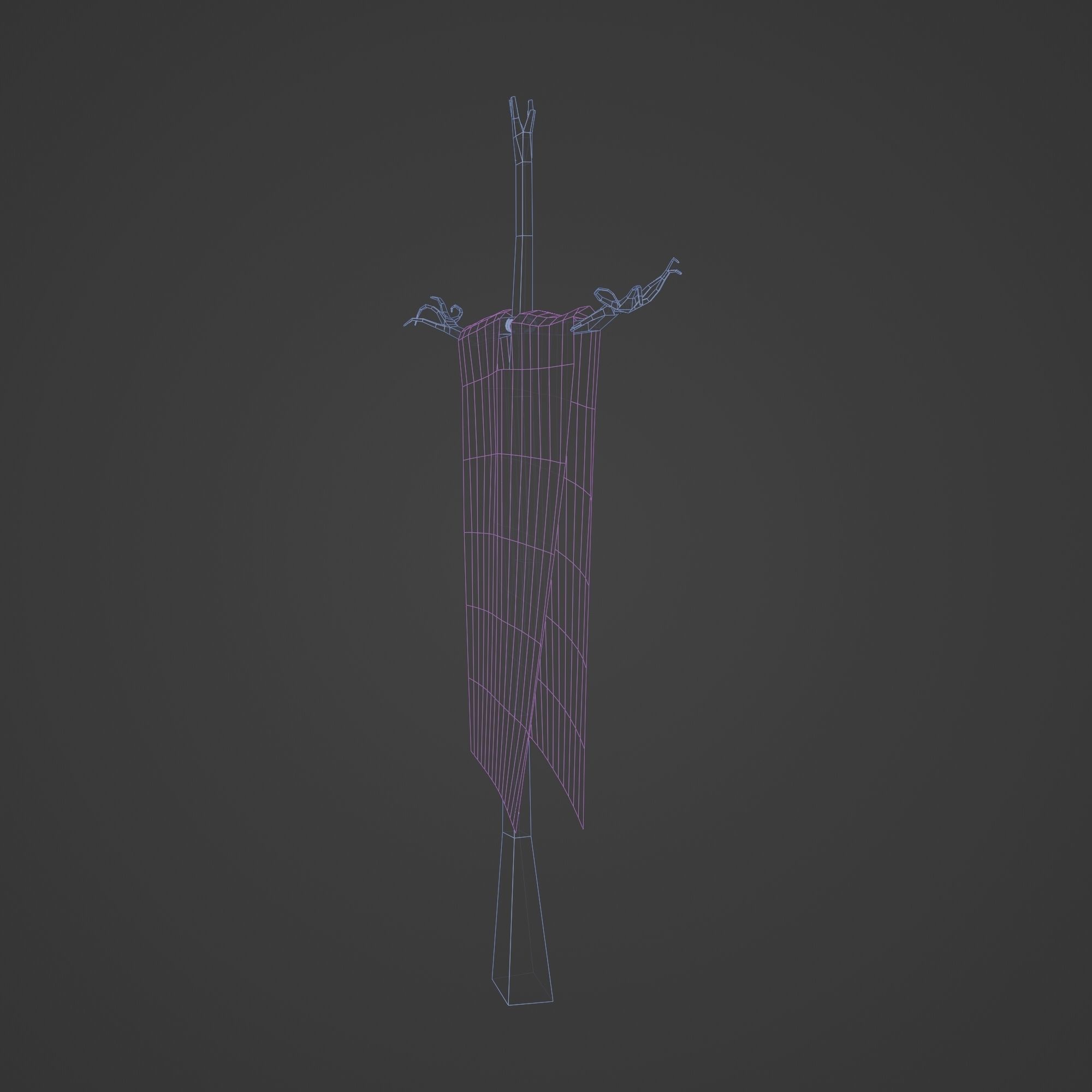 Scarecrow Cross with Cloak without Head Low-poly 3D model_13