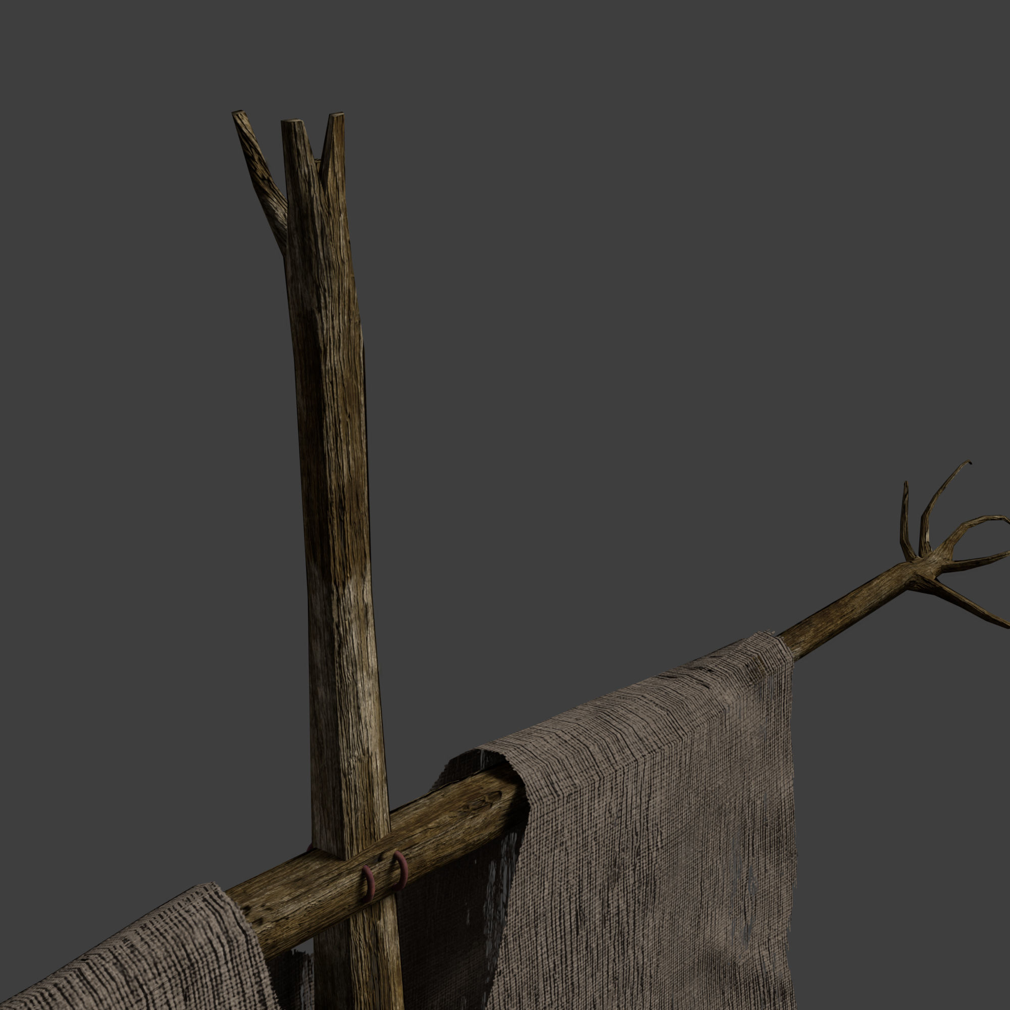 Scarecrow Cross with Cloak without Head Low-poly 3D model_10