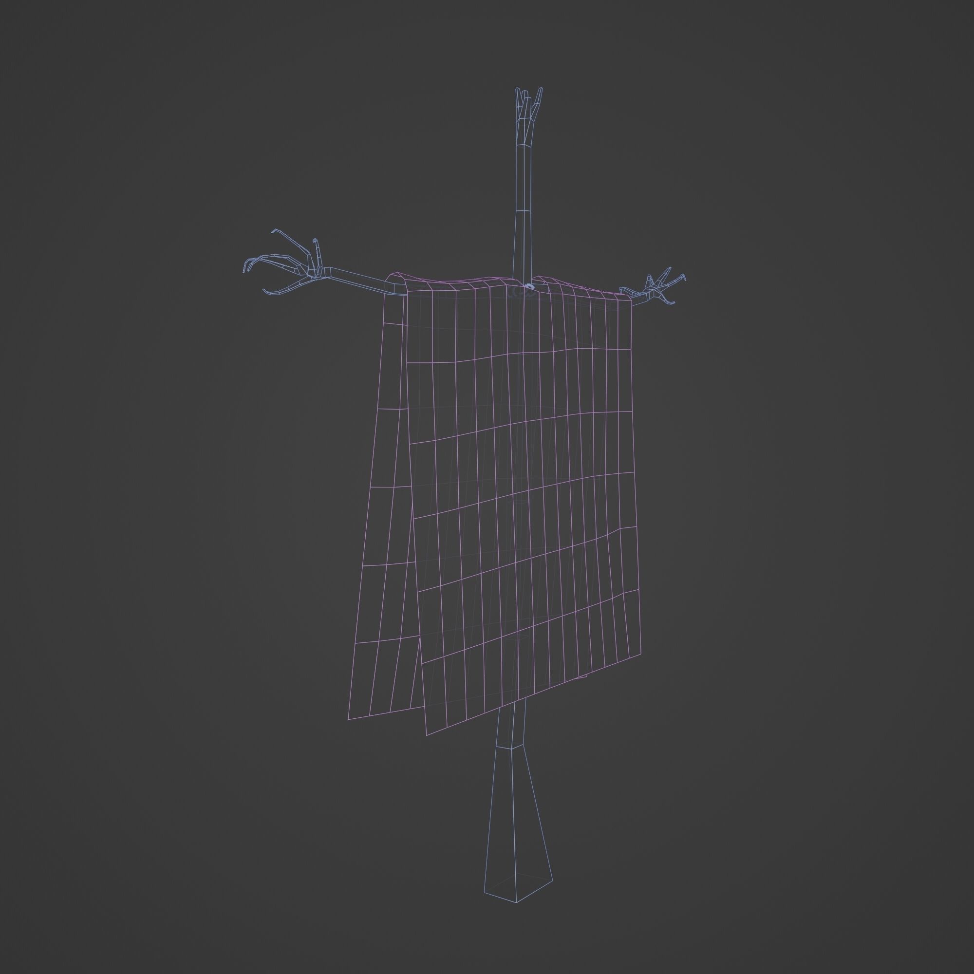 Scarecrow Cross with Cloak without Head Low-poly 3D model_14