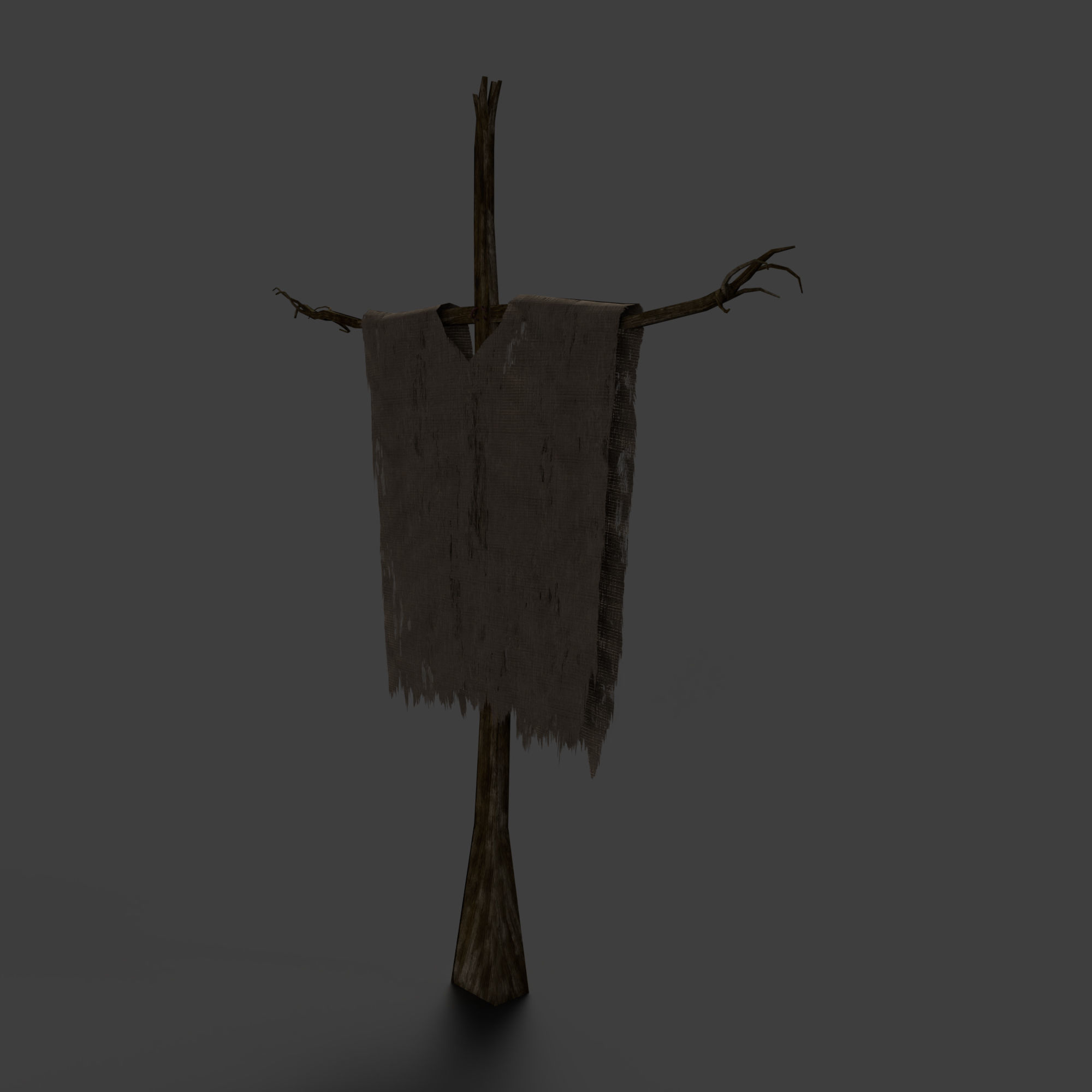 Scarecrow Cross with Cloak without Head Low-poly 3D model_6