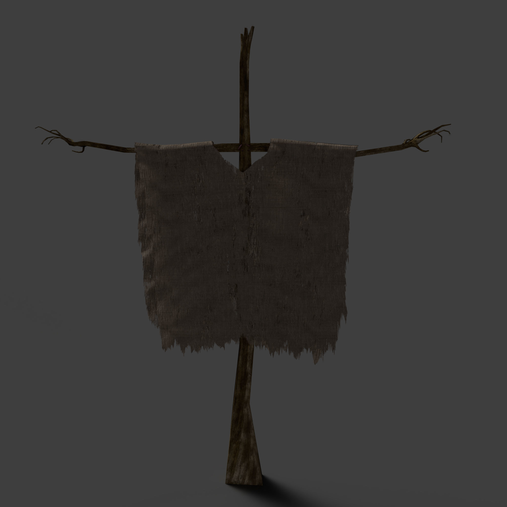 Scarecrow Cross with Cloak without Head Low-poly 3D model_5