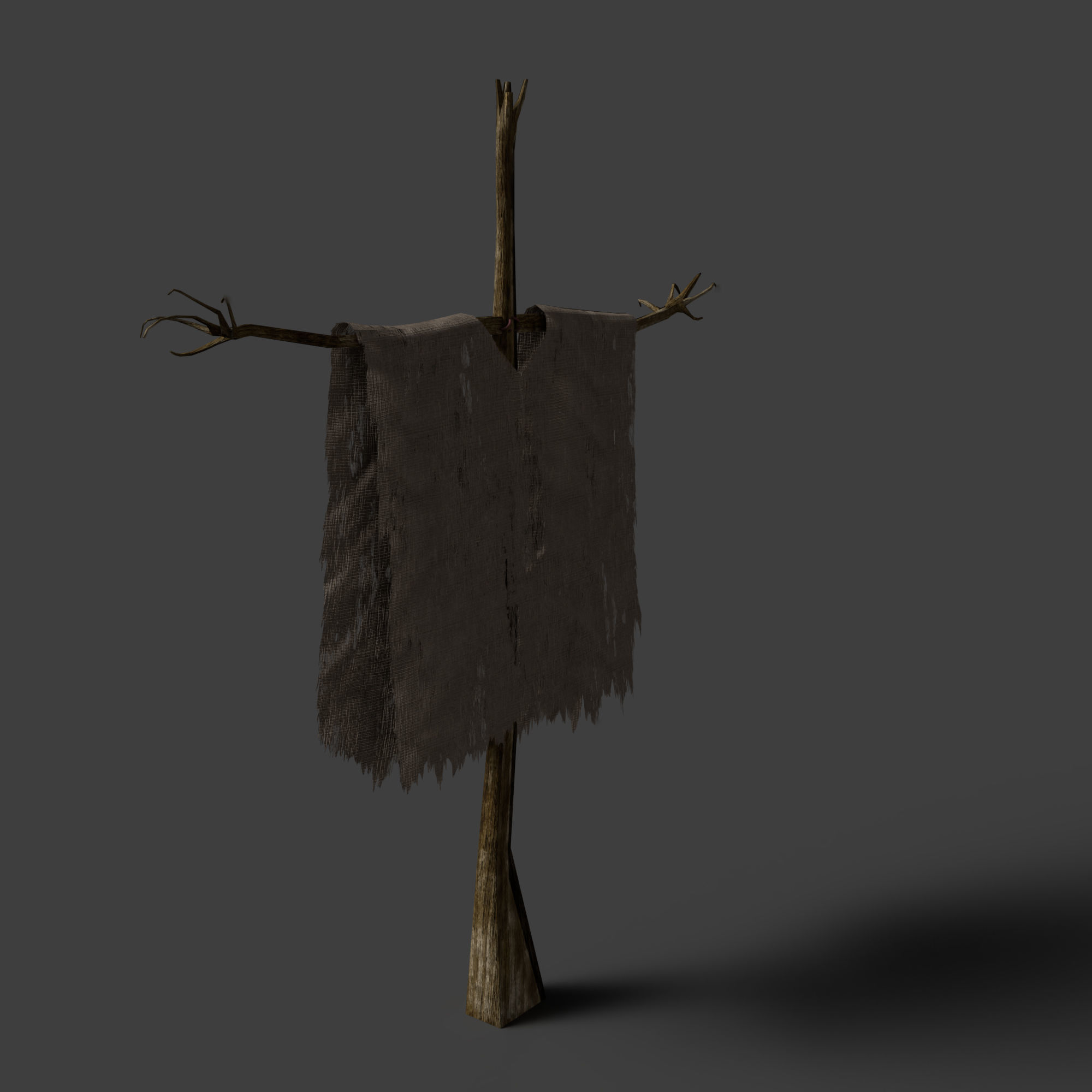 Scarecrow Cross with Cloak without Head Low-poly 3D model_4