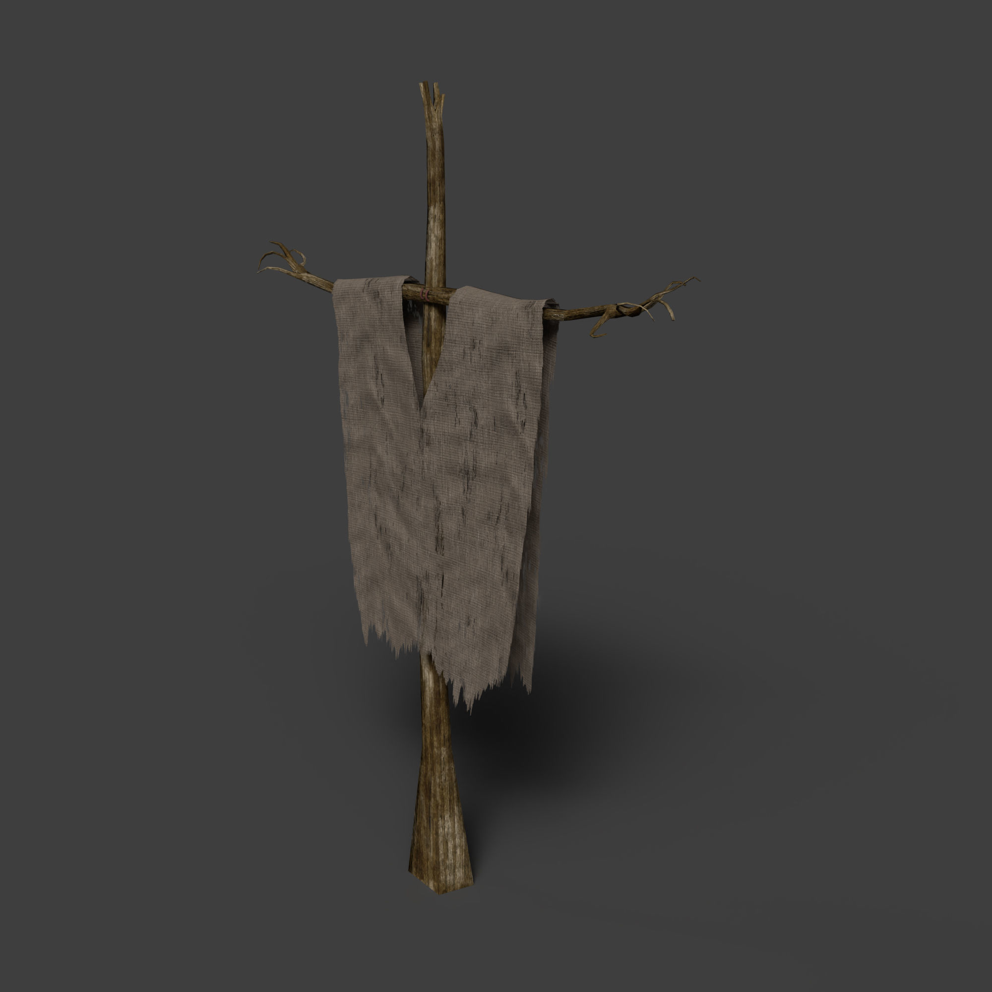 Scarecrow Cross with Cloak without Head Low-poly 3D model_3