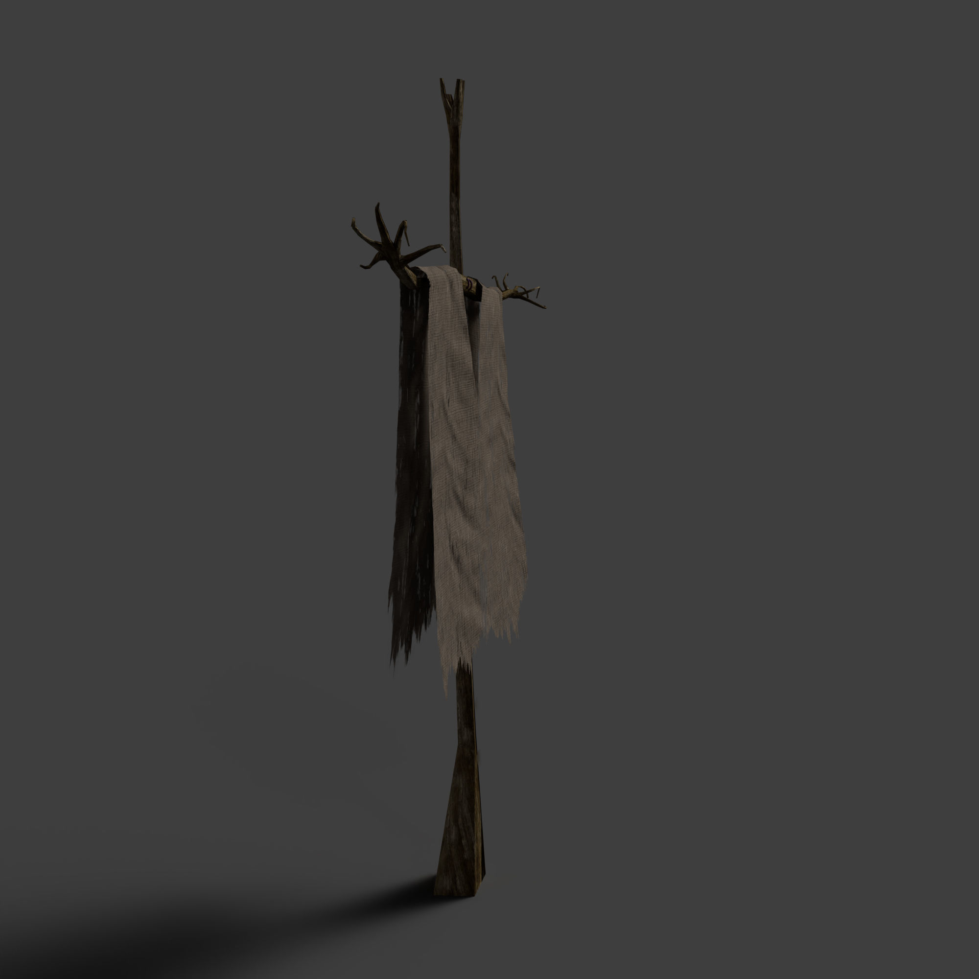 Scarecrow Cross with Cloak without Head Low-poly 3D model_7