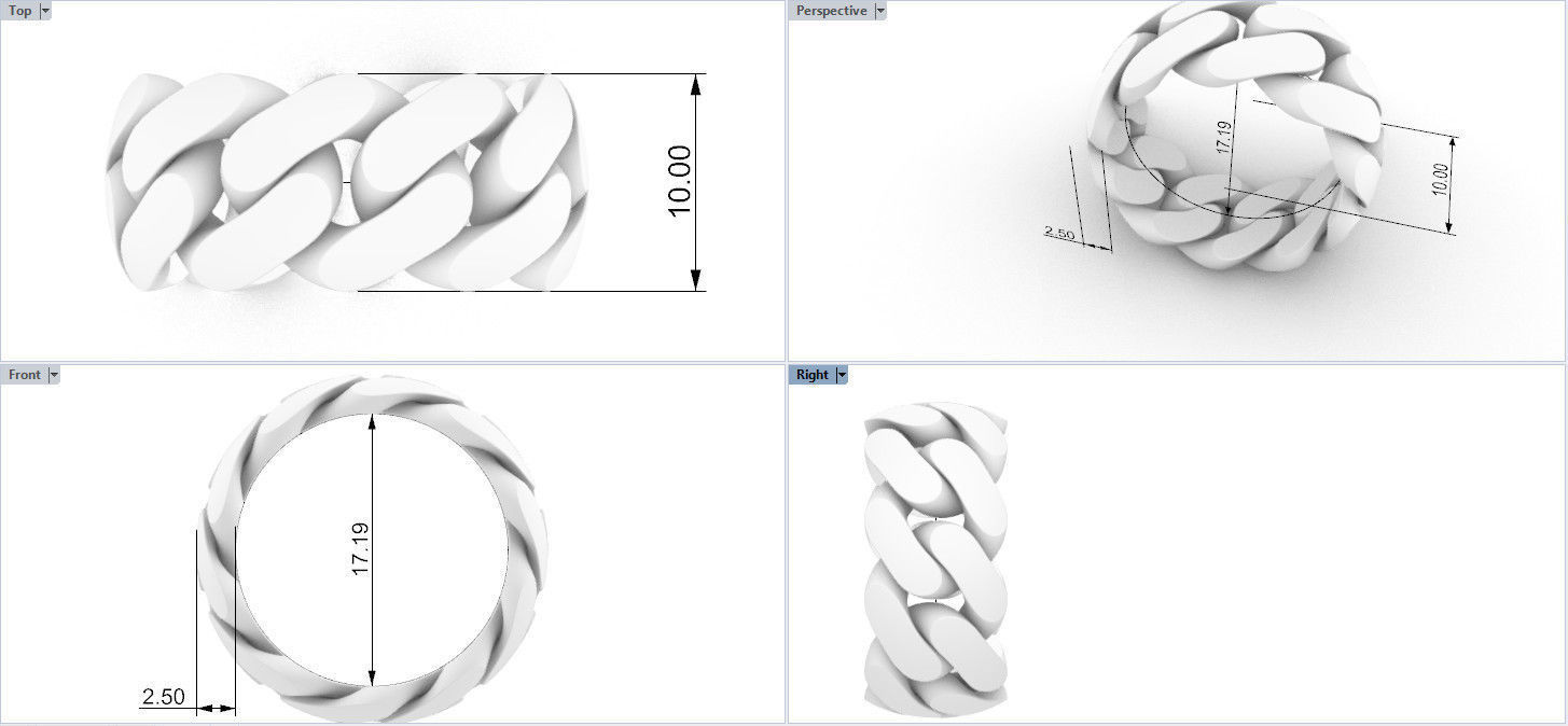 Cuban ring 10 mm wide size 54 3D print model_1