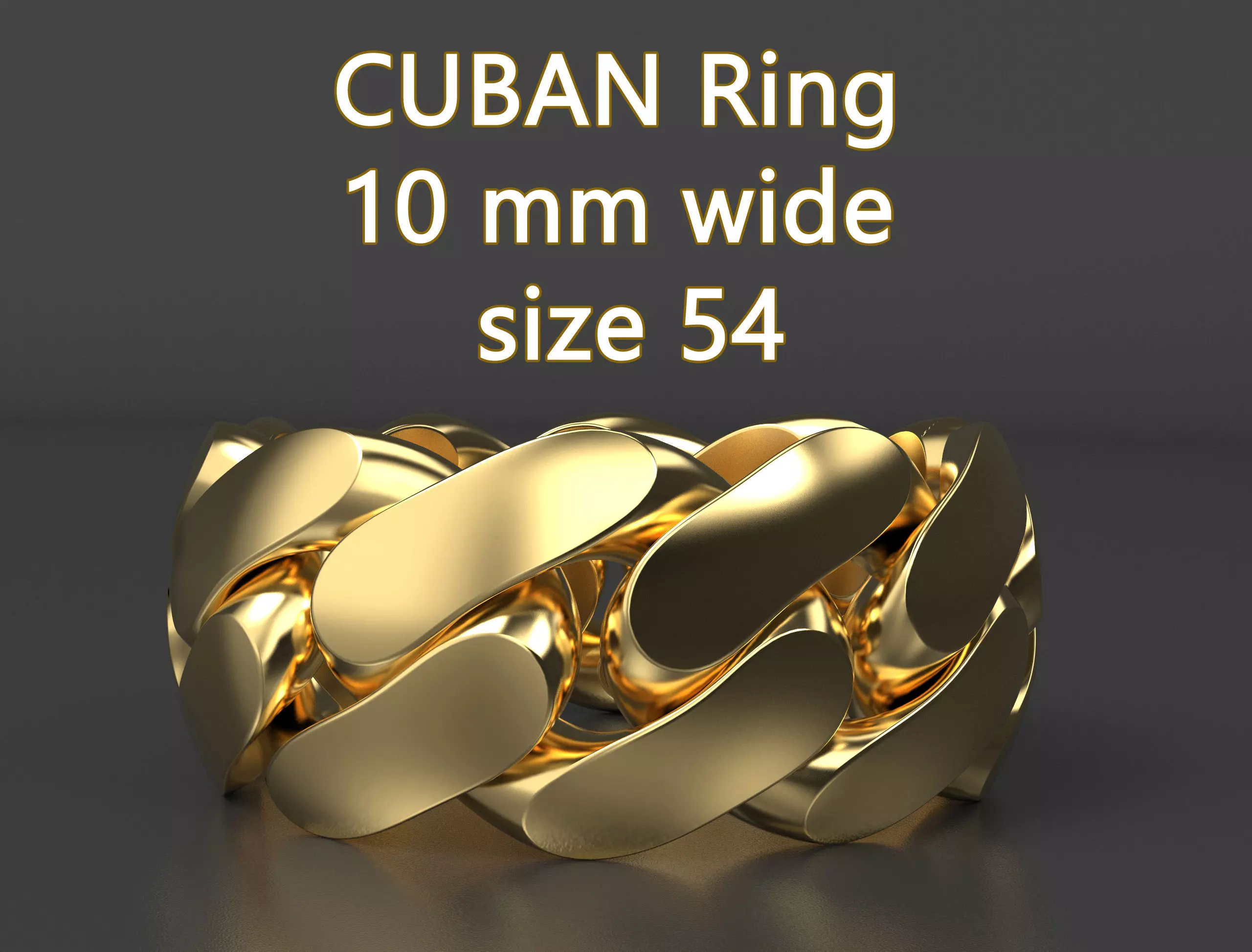 Cuban ring 10 mm wide size 54 3D print model_0