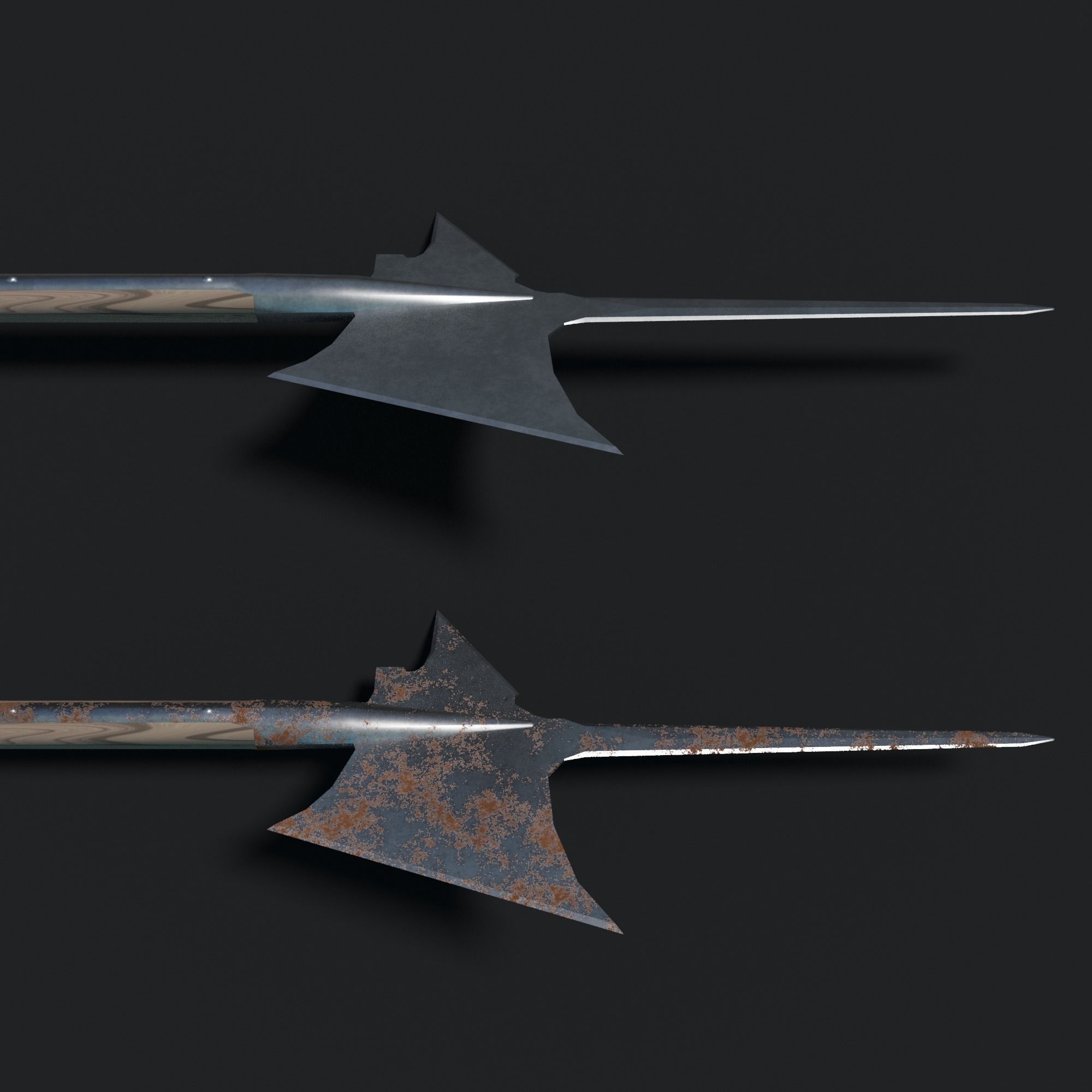 Medieval Halberd Low-poly 3D model_1