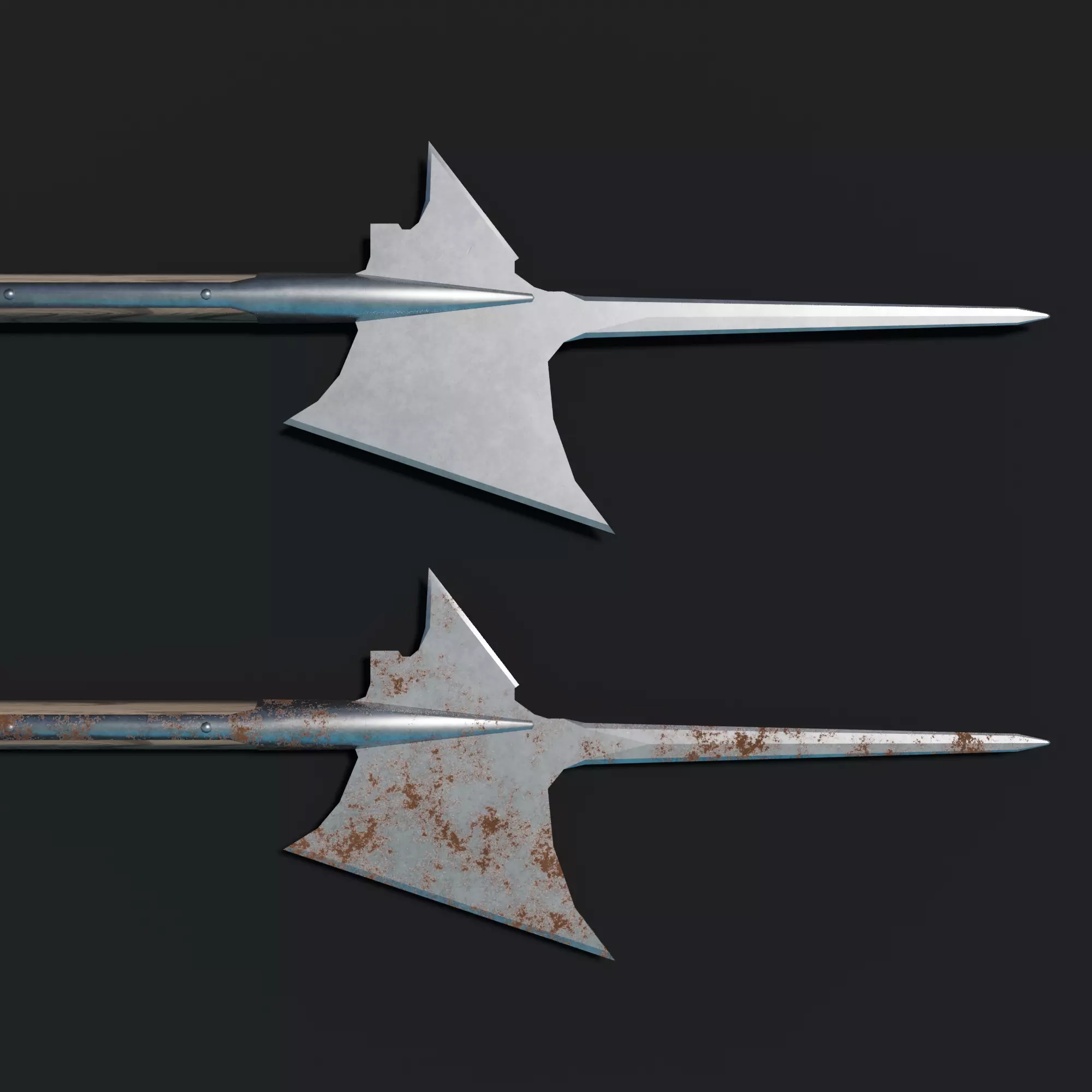 Medieval Halberd Low-poly 3D model_0