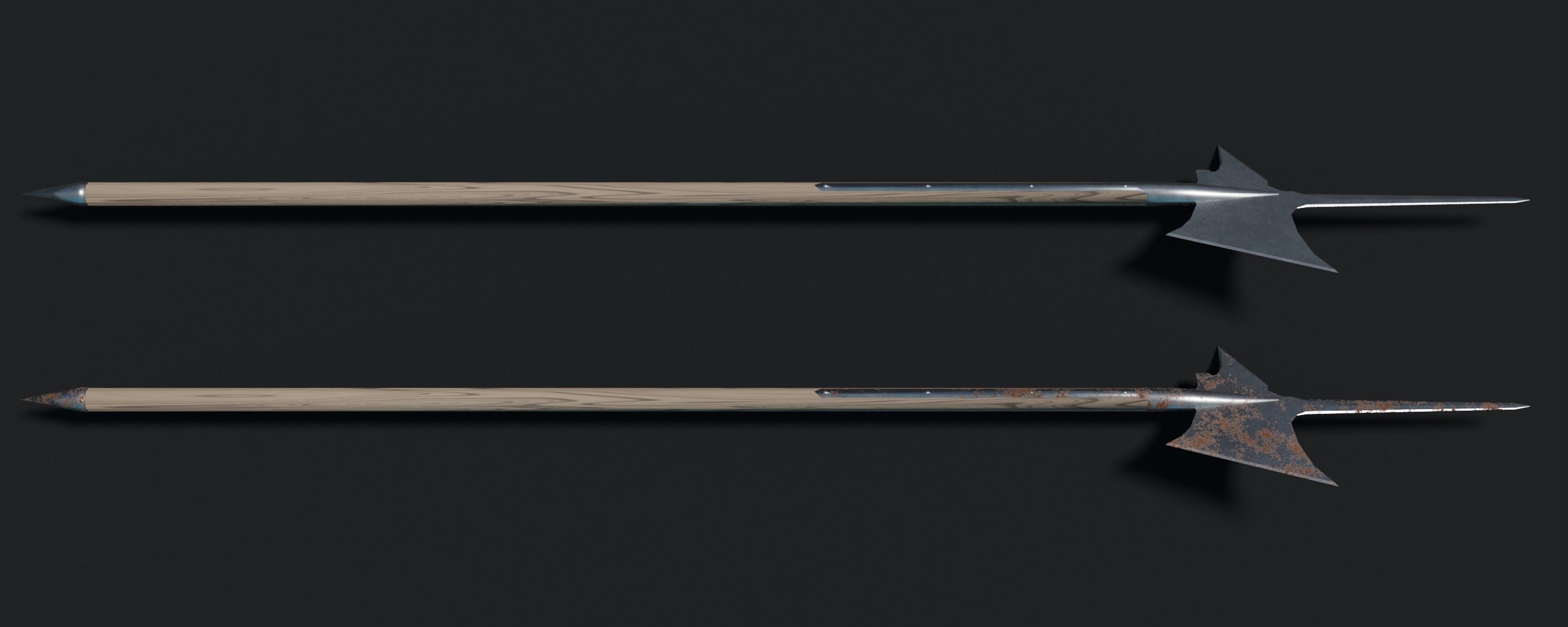 Medieval Halberd Low-poly 3D model_4