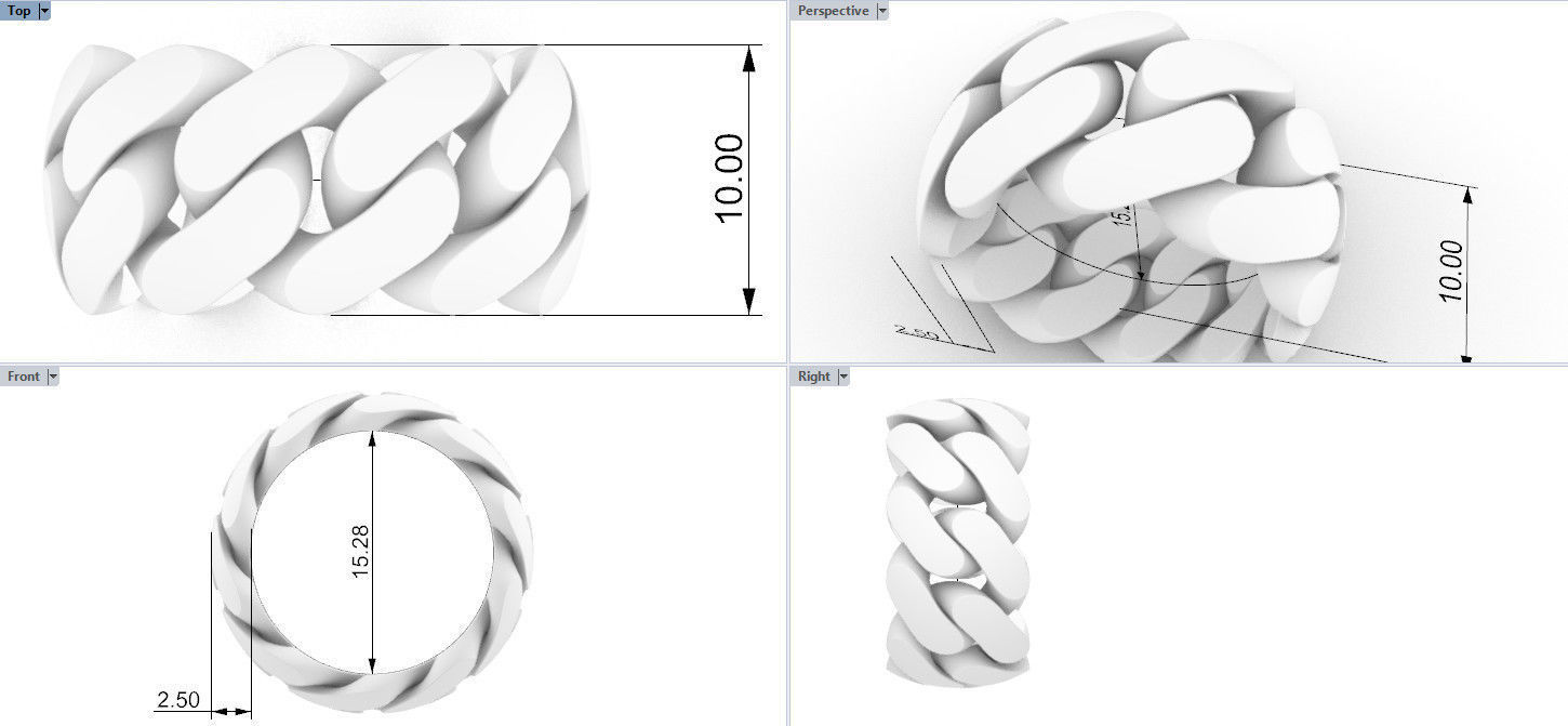 Cuban ring 10 mm wide size 48 3D print model_1