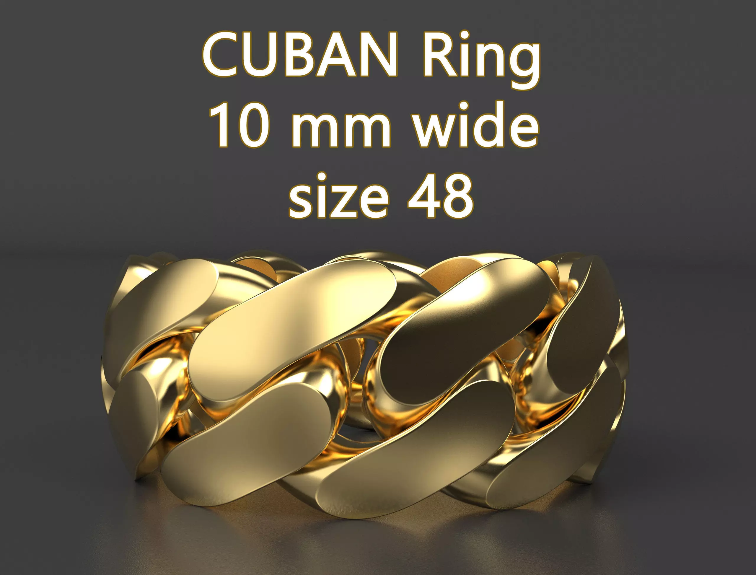 Cuban ring 10 mm wide size 48 3D print model_0