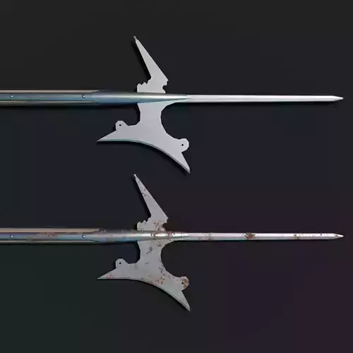Medieval Crescent Bladed Halberd Low-poly 3D model