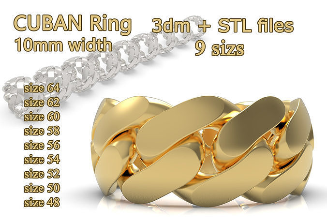 CUBAN Ring 10 mm width all sizes 3D Model Collection