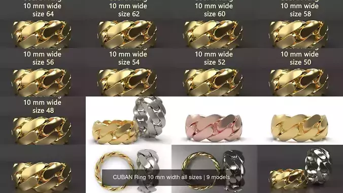 CUBAN Ring 10 mm width all sizes