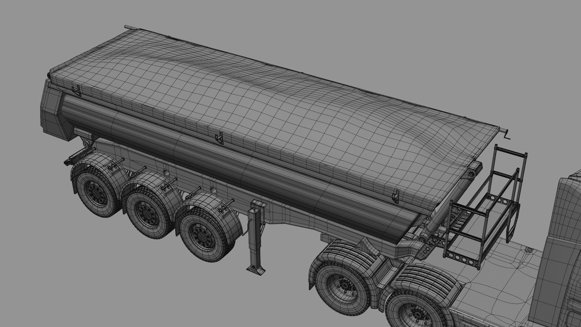Truck rig with dump semi-trailer for Cinema 4D 3D model_19
