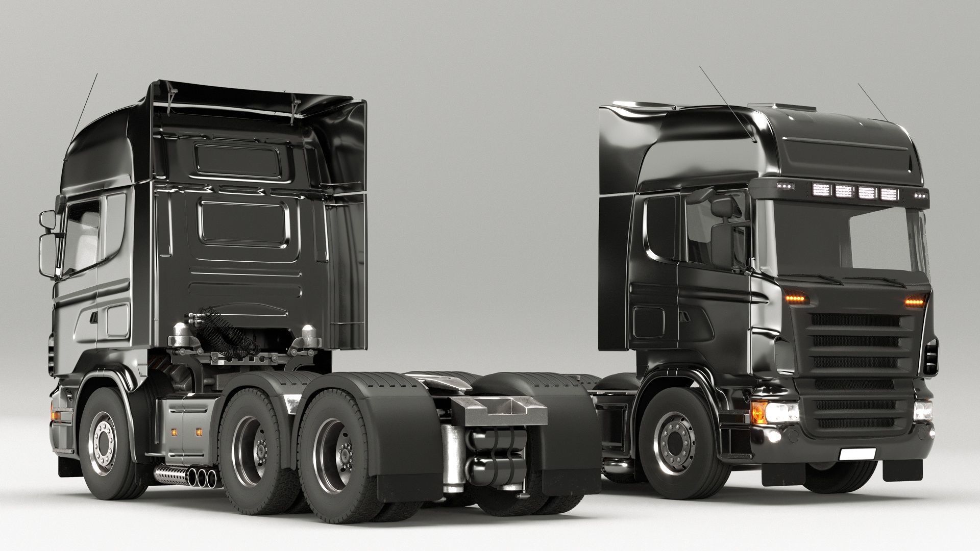 Truck rig with dump semi-trailer for Cinema 4D 3D model_5