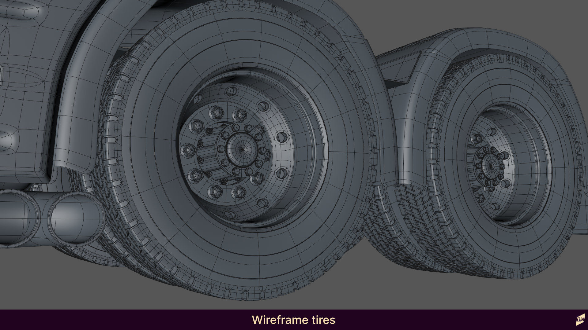 Truck rig with dump semi-trailer for Cinema 4D 3D model_24