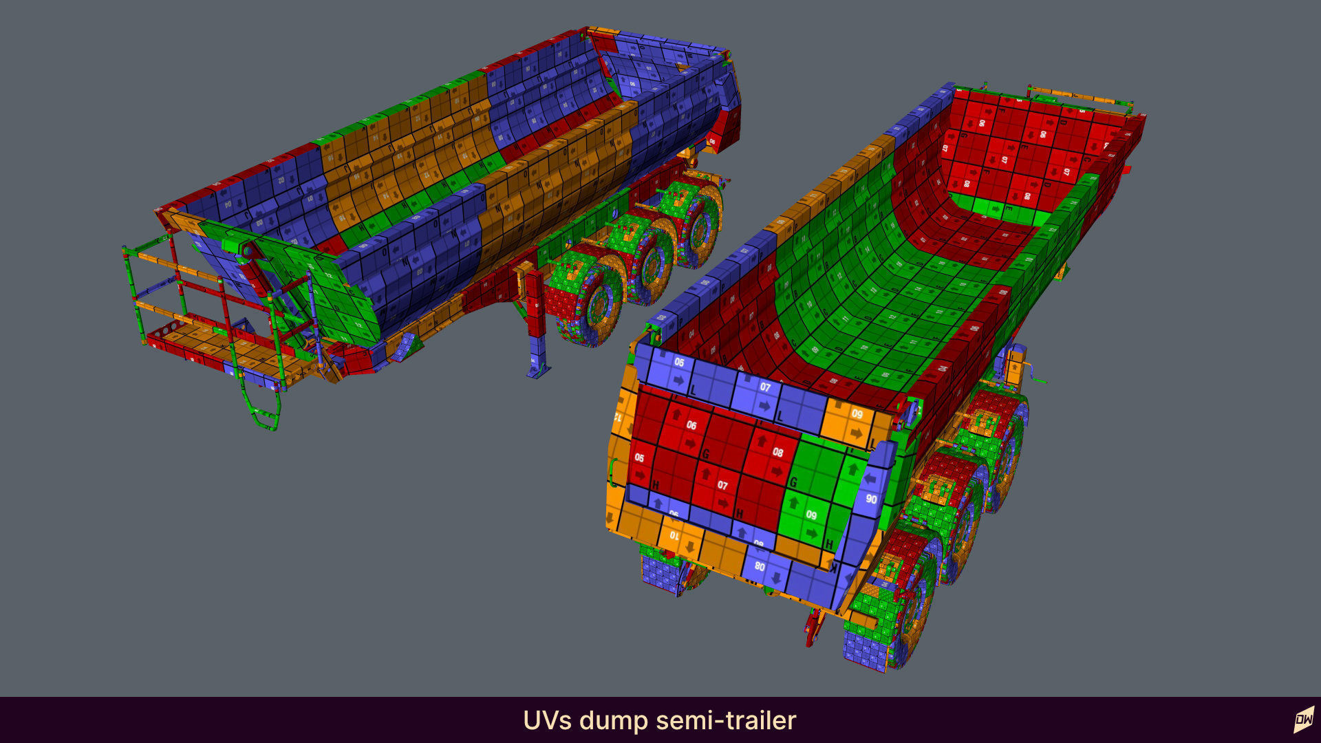 Truck rig with dump semi-trailer for Cinema 4D 3D model_17