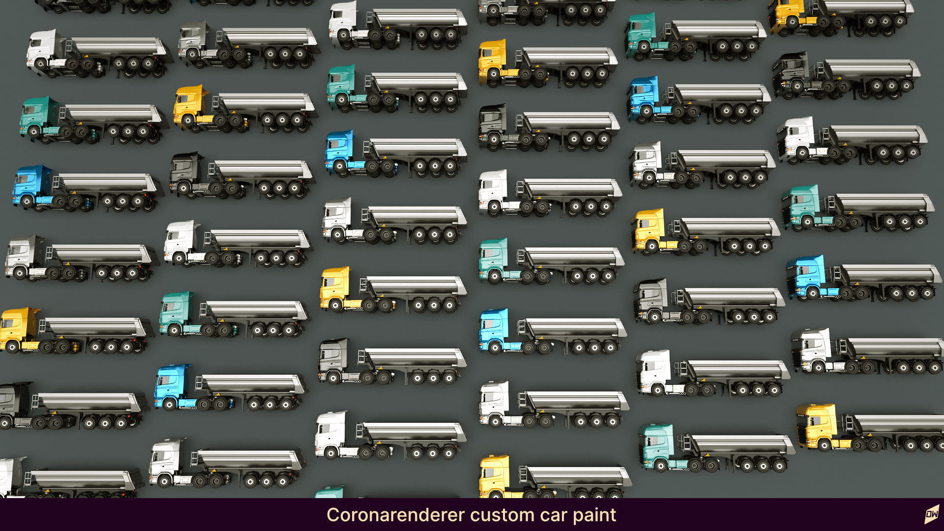 Truck rig with dump semi-trailer for Cinema 4D 3D model_11