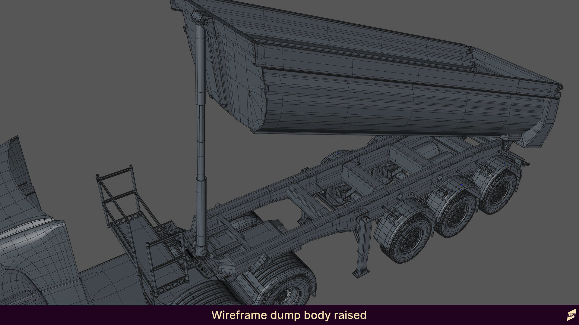 Truck rig with dump semi-trailer for Cinema 4D 3D model_20