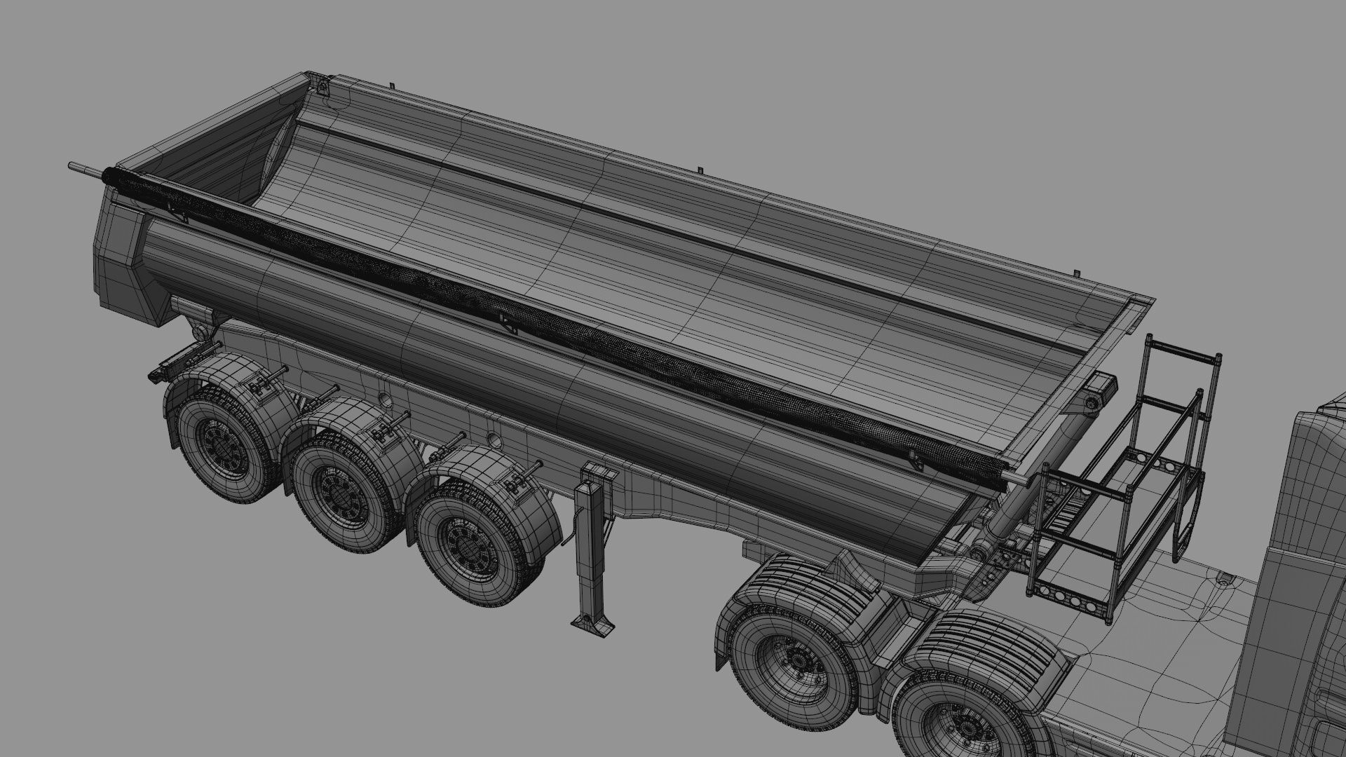 Truck rig with dump semi-trailer for Cinema 4D 3D model_18