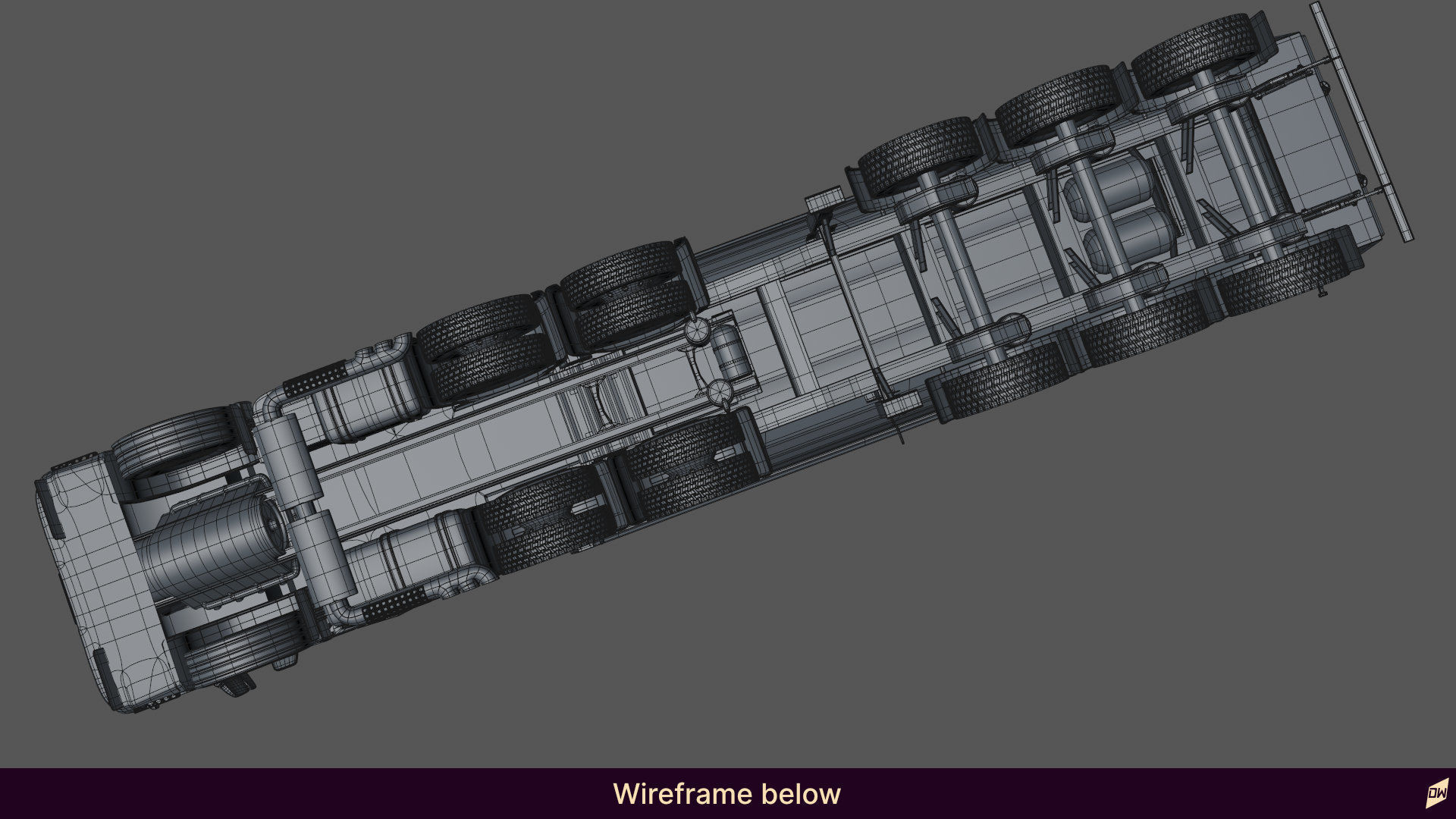 Truck rig with dump semi-trailer for Cinema 4D 3D model_23