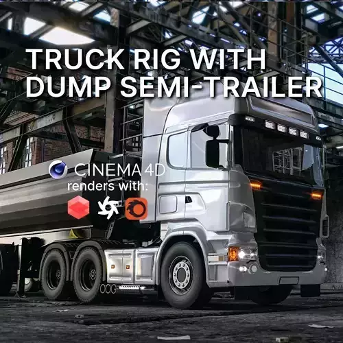 Truck rig with dump semi-trailer for Cinema 4D 3D model