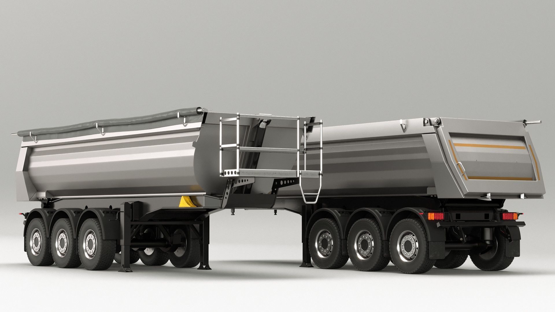 Truck rig with dump semi-trailer for Cinema 4D 3D model_6