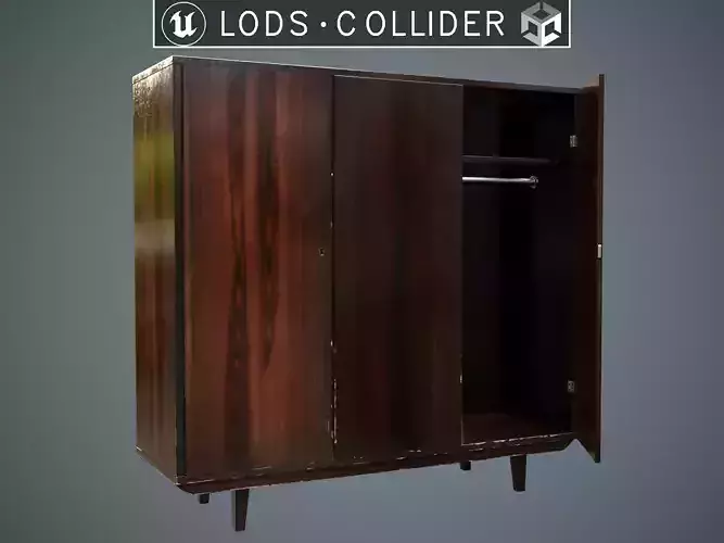 Soviet Wardrobe Triple Dark - Clean and Dirty Low-poly 3D model