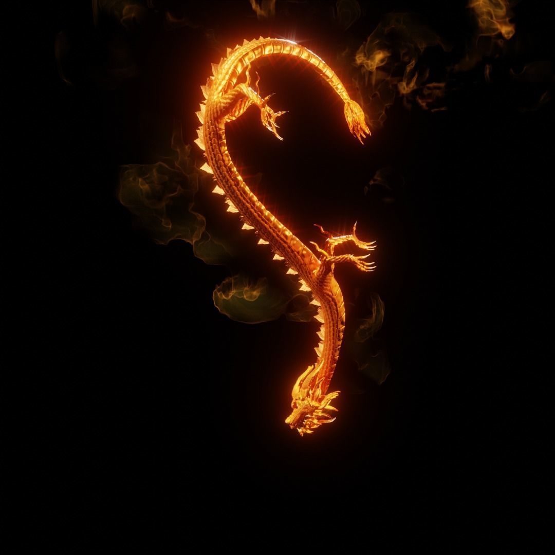 Hong Kong Dragon - Fire Dragon Low-poly 3D model_3