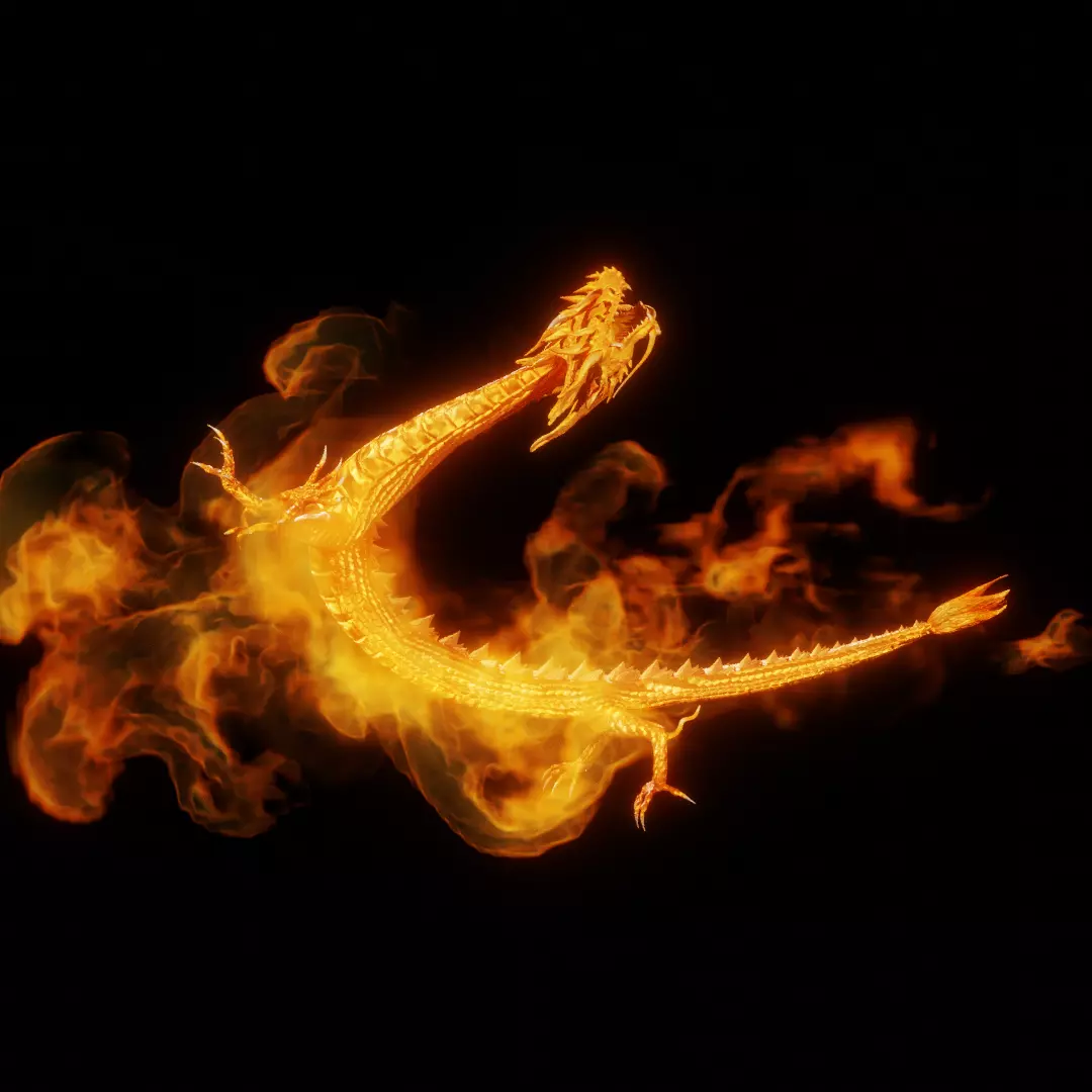 Hong Kong Dragon - Fire Dragon Low-poly 3D model_0