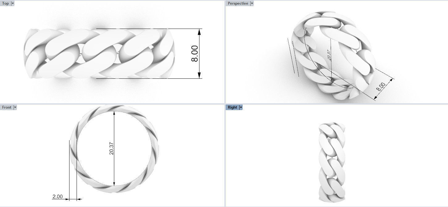 Cuban ring 8 mm wide size 64 3D print model_1