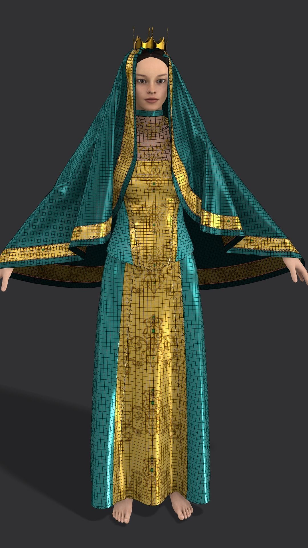 Sultan Dress Low-poly 3D model_7