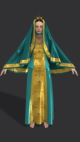 Sultan Dress Low-poly 3D model