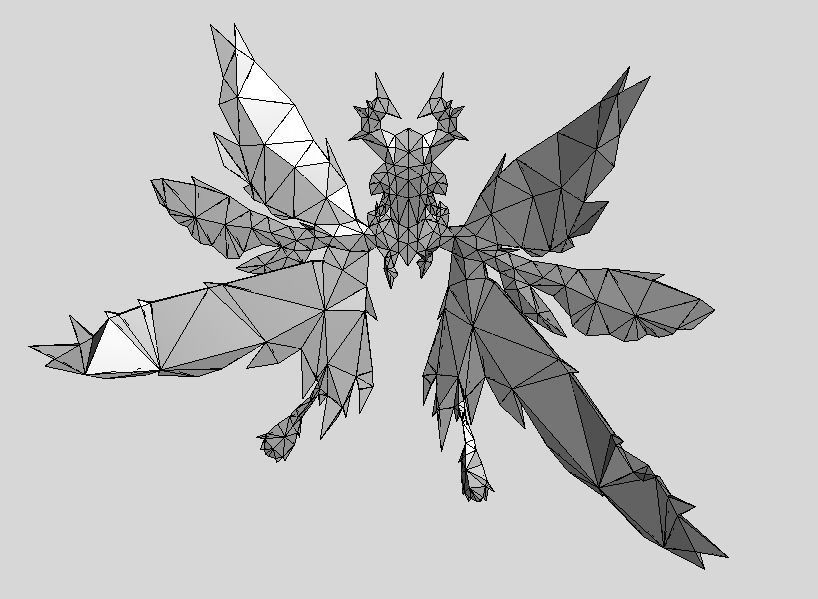 Futuristic Butterfly Wing Low-poly 3D model_6