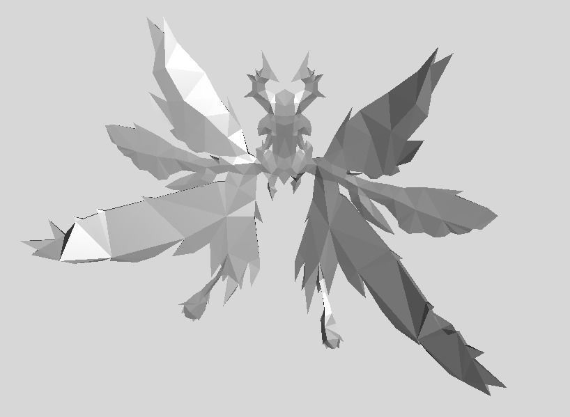 Futuristic Butterfly Wing Low-poly 3D model_5