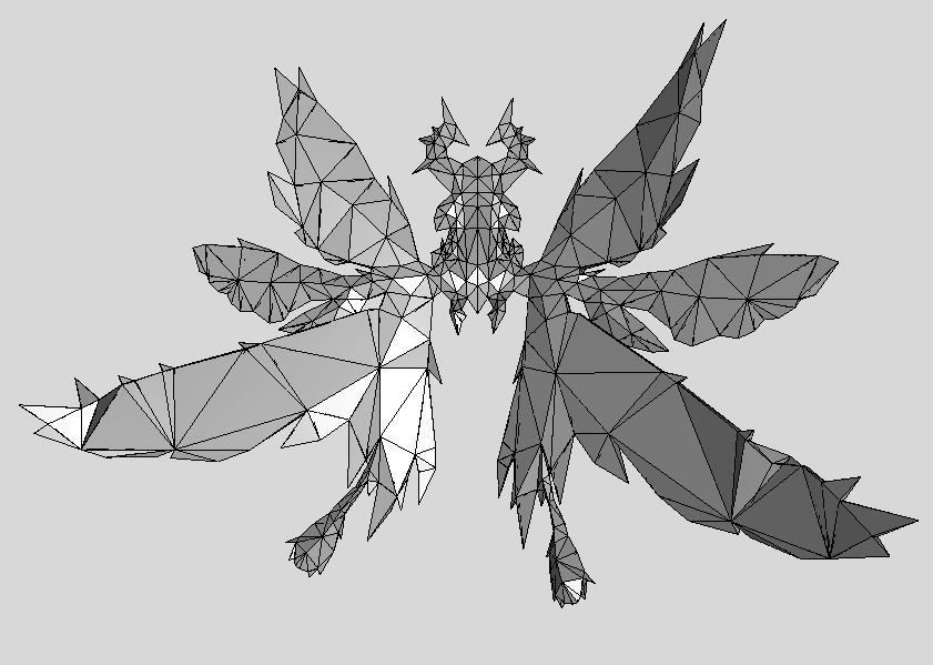 Futuristic Butterfly Wing Low-poly 3D model_10