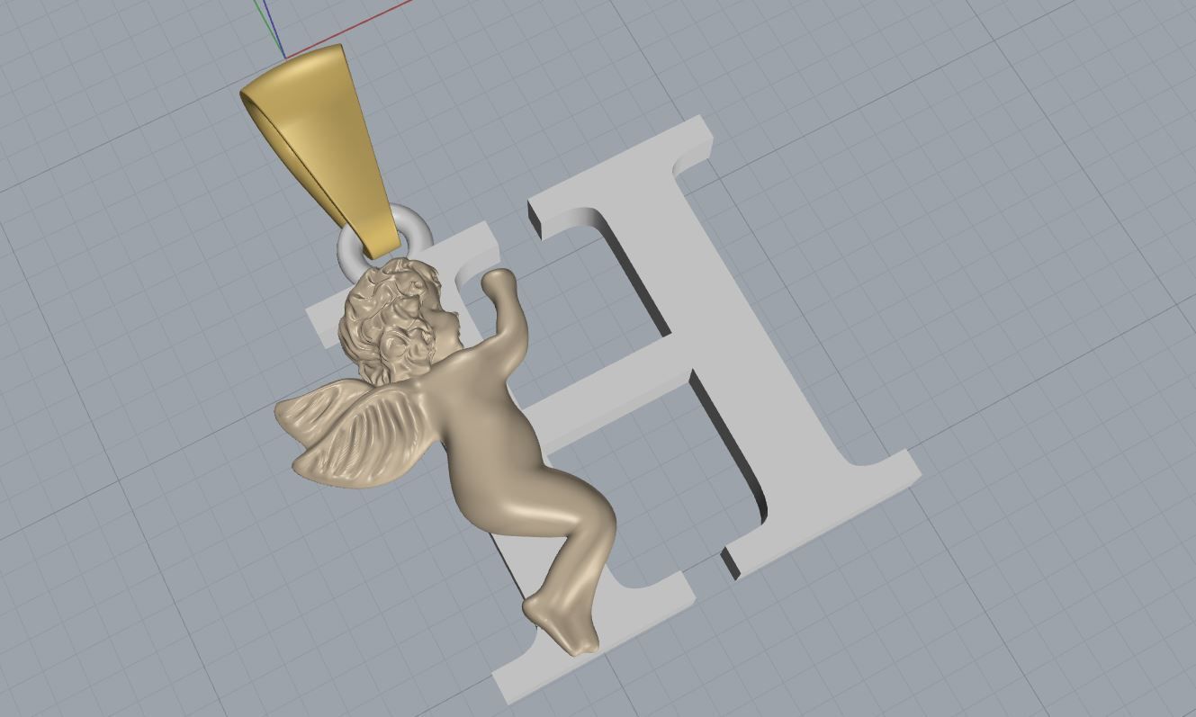 Pendant Letter H 3D print model_3