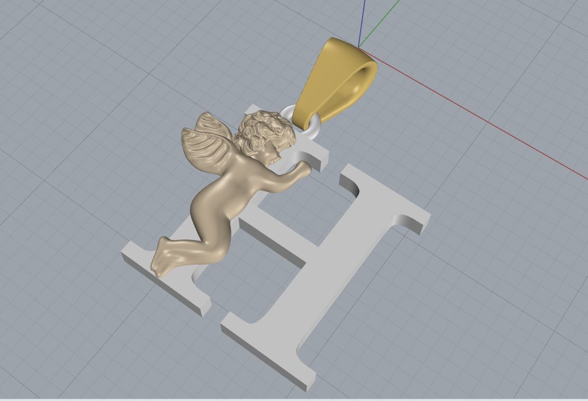 Pendant Letter H 3D print model_11