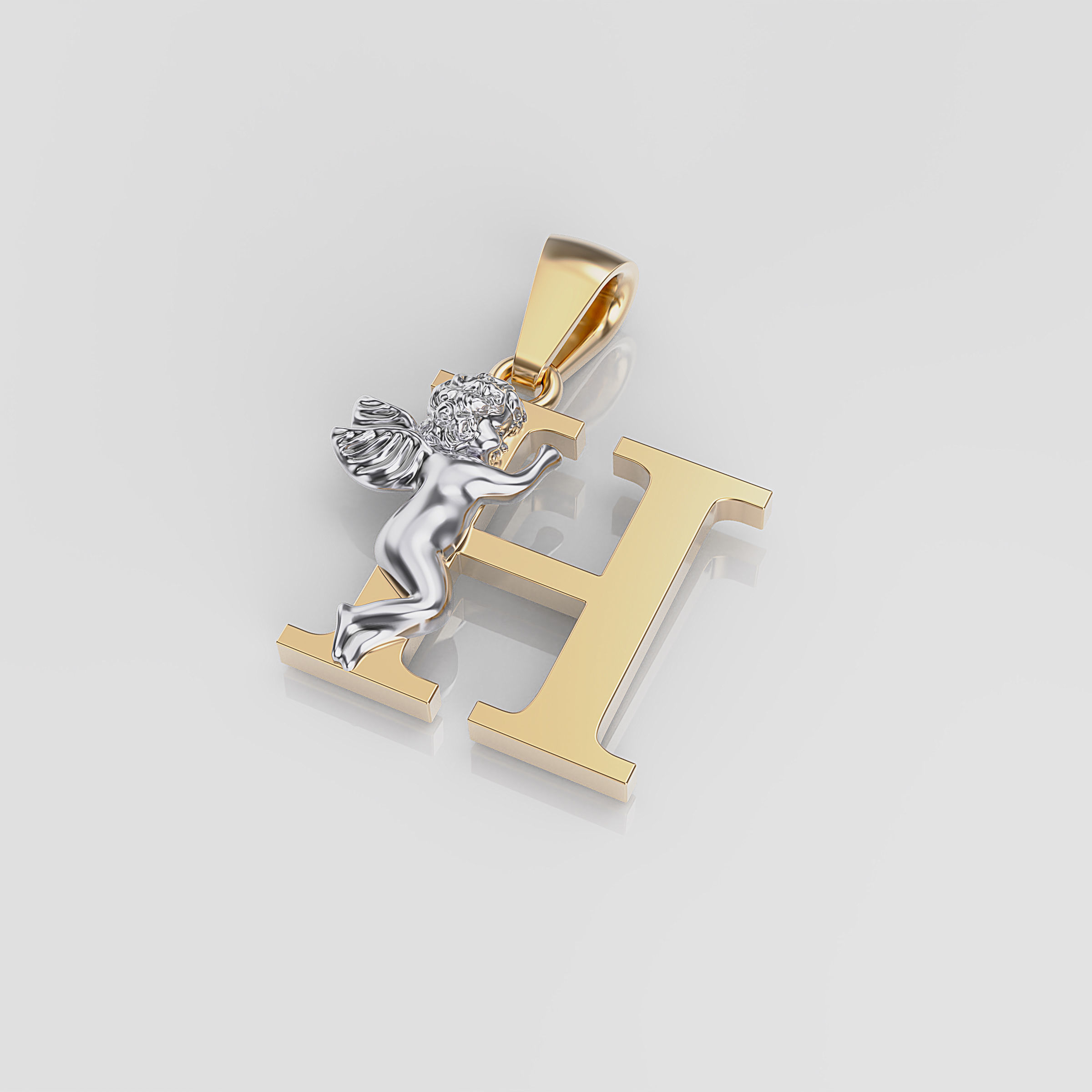 Pendant Letter H 3D print model_1